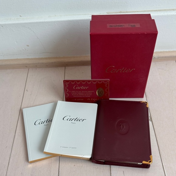 Cartier | Office | Cartier Vintage Burgundy And White Leather Notebook ...